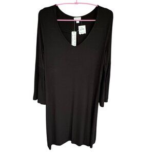 Spense NWT Black V-Neck Dress Flounce Sleeve Women Large Work Office Career